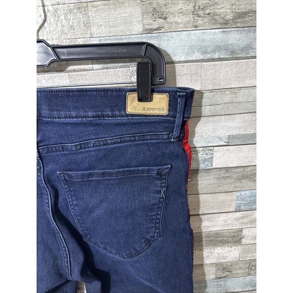 Women’s Express Denim Jeans Dark Wash Mid Rise Legging Stretch Size 12R - Picture 16 of 16